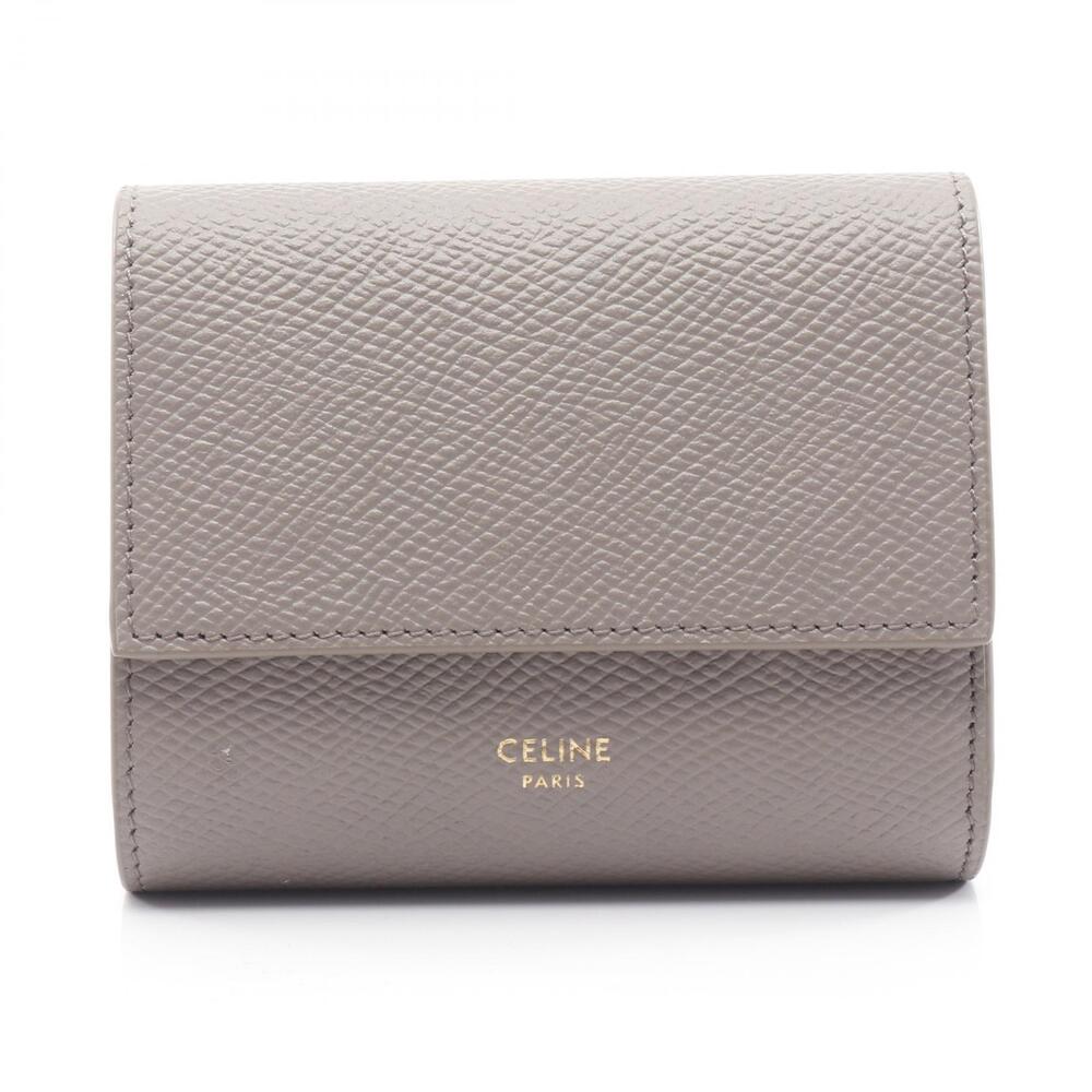 Celine Trifold Wallet Leather Gray